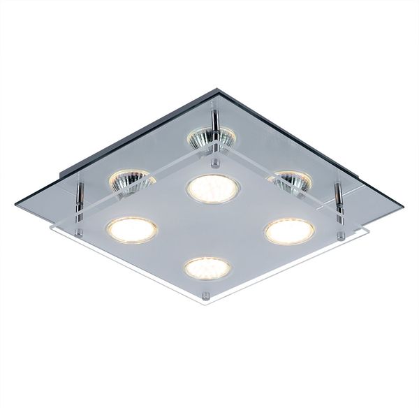 LED Glasleuchte, Chrom, Spiegelrand, Glas, Länge 27 cm