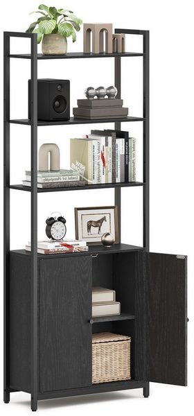 Vasagle Bücherregal, 6 Ebenen, Regal, Standregal mit Türen, Metallrahmen, verstellbaren Ablagen, 24 x 60 x 159,5 cm Bild 5