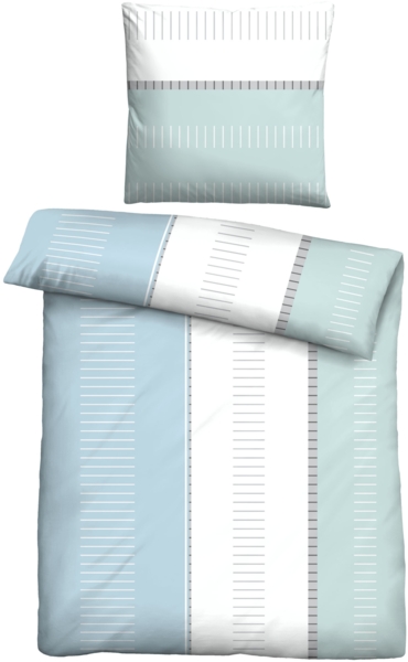 Traumhaft schlafen - Castell - Markenbettwäsche Baumwoll Renforce Bettwäsche 0040760 STRICHE, ciel, 1x 135x200 cm + 1x 80x80 cm