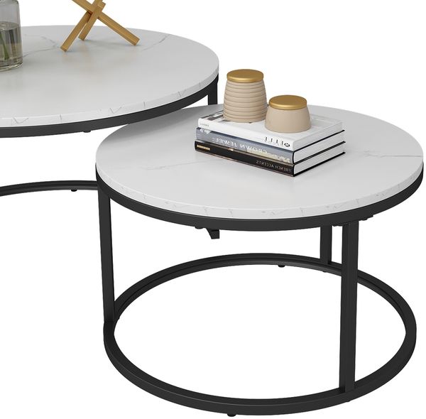 Couchtisch-Set Montreal Weiß 77 x 40 cm 2 Teile Vicco Bild 6
