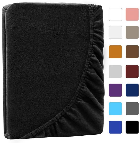 NatureMark Spannbettlaken Winter Thermo Fleece Spannbetttuch, 80% Baumwolle und 20% Polyester, Gummizug: rundum, (1 Stück), 120 x 200 cm - Schwarz