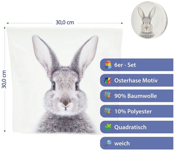CEPEWA Handtuch Magisches Handtuch Hase 6er Set 30x30cm Baumwolle Osterhase Zaubertuch