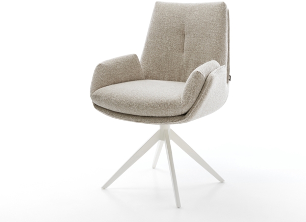 Drehstuhl Clea-Flex Webstoff Soft Beige Kreuzgestell breit Weiß 360° drehbar Wippfunktion