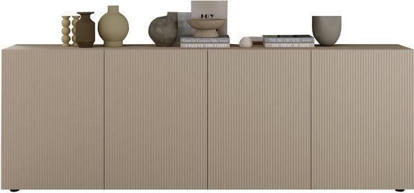 Home affaire Sideboard Rio Breite 240 cm, Kommode mit 4 Türen, Anrichte, geriffelte MDF-Fronten, modern u. elegant, viel Stauraum
