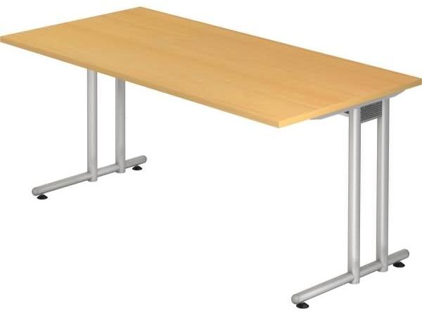 Schreibtisch NS16 C-Fuß 160x80cm Buche Gestellfarbe: Silber