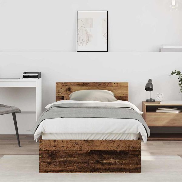 vidaXL Bettrahmen mit Kopfteil Altholz 90 x 190 cm Holzwerkstoff 871657