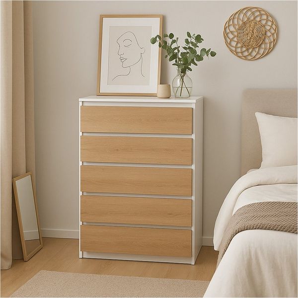 HTI-Living Kommode Kommode Weiß-Artisaneiche (Stück, 1 St, 1 Kommode ohne Dekoration), Sideboard