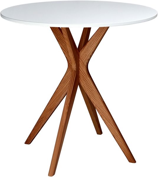 Ragaba runder Esstisch, MDF / Beine aus Massivem Eschenholz in Eiche, Weiß, Ø 70 cm