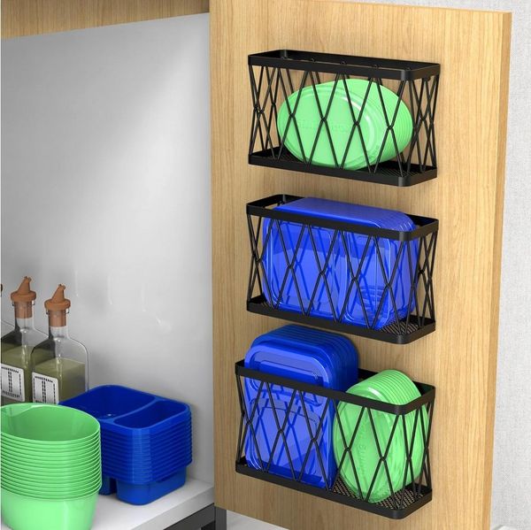 Refined Living Küchenorganizer-Set 3/6er-Set Klebe-Wandregale für Schranktüren,Hängender Organizer, (Schranktür Organizer,Türkorb Küche, Klebe Organizer, Türregal ohne Bohren, Küchenschrank Organizer, Schranktür Aufbewahrung, Küchenaufbewahrung Wand, U...