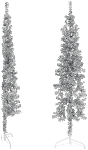 vidaXL Künstlicher Halb-Weihnachtsbaum Ständer Schlank Silbern 120 cm 344594