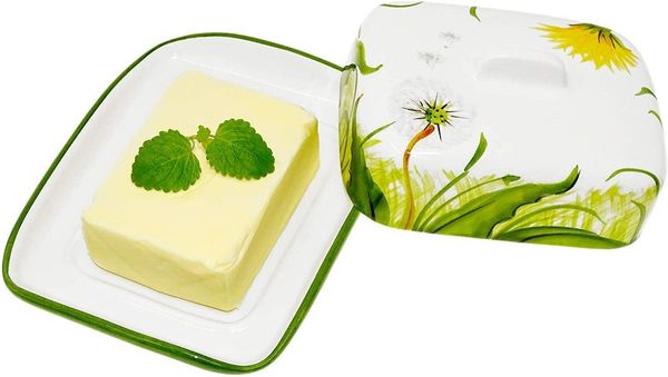 Lashuma Butterdose Pusteblume, Keramik, (1-tlg, 18 x 14 cm), Handgemachtes Buttergefäß für 250 g Butter
