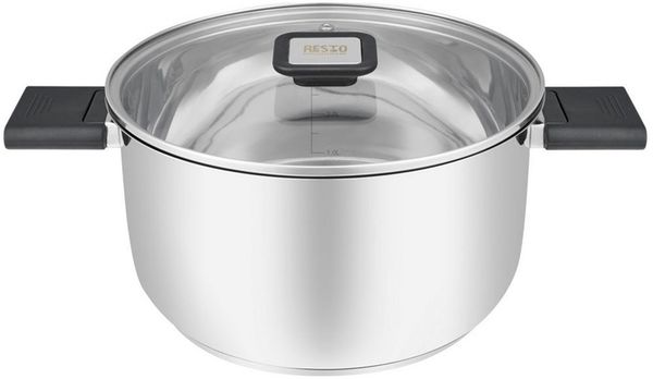 RESTO Kitchenware Kochtopf Anser, energiesparend und spülmaschinenfest, im Geschenkkarton, Edelstahl 18/10 (2-tlg), Geeignet für alle Herdarten, auch Induktion, mit klappbaren Griffen