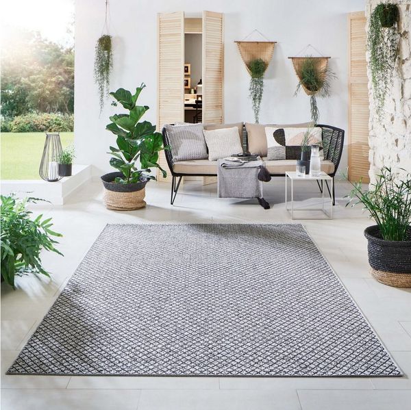 In- und Outdoorteppich Öland - Raute, Farbe: Grau Anthrazit, Größe: 120x170 cm
