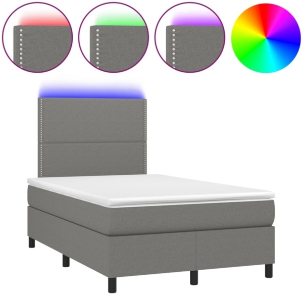 vidaXL Boxspringbett mit Matratze & LED Dunkelgrau 120x190 cm Stoff 3270191 Bild 8