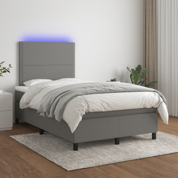 vidaXL Boxspringbett mit Matratze & LED Dunkelgrau 120x190 cm Stoff 3270191 Bild 6