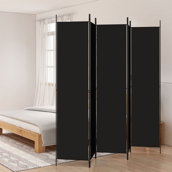 vidaXL 5-tlg. Paravent Schwarz 250x220 cm Stoff 350205