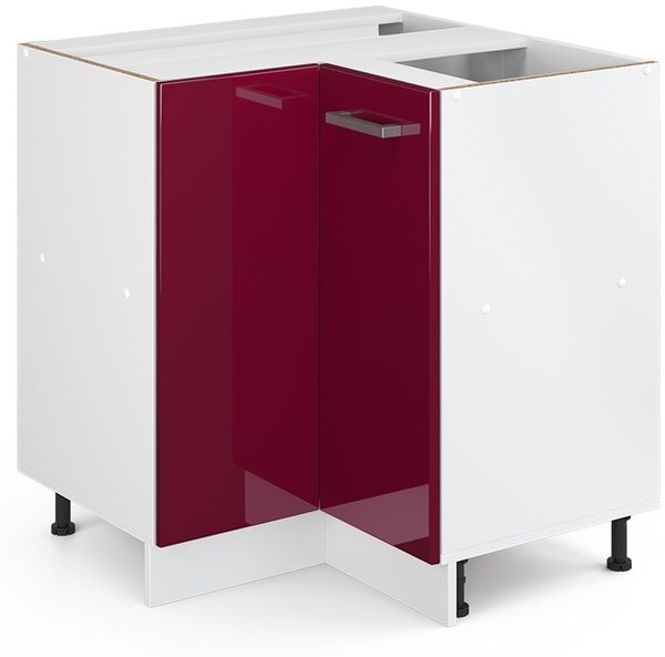 Eckschrank für Hausrat R-Line Bordeaux Hochglanz 75.6 cm mit Tür, ohne Arbeitsplatte Vicco