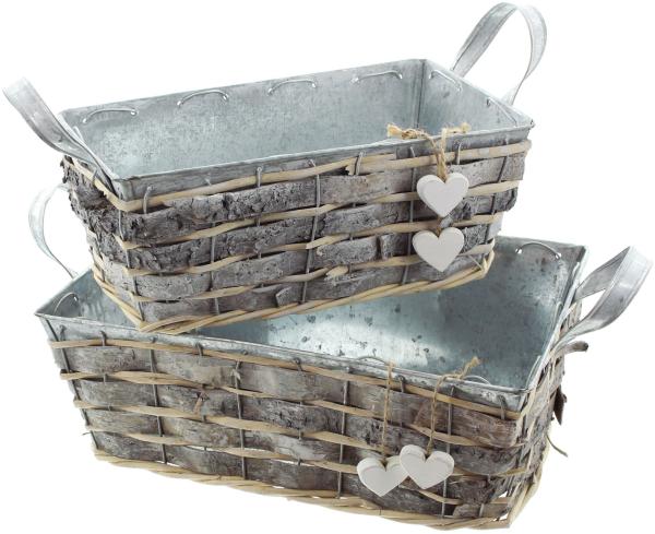 Pflanzer Weißes Herz 2er Set Blumenkasten Pflanzkorb Pflanzschale Blumentopf