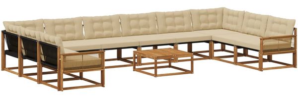 vidaXL Outdoor-Sofagarnitur mit Kissen 11 pcs Natur und Beige 3381733 Bild 2
