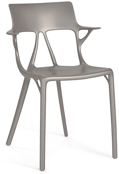Kartell A.I. Stuhl, Polypropylen, Metallic Grey, 55 x 59 x 94 cm, 2 Stück