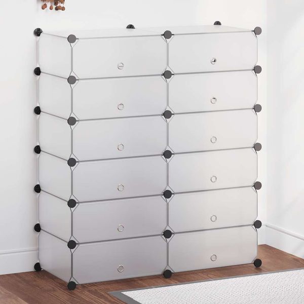 vidaXL Schuh-Organizer Zusammenklappbar mit 12 Fächern Weiß 244921