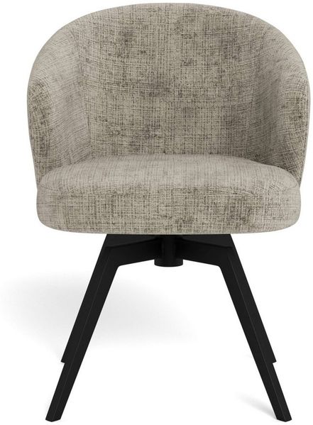 AC Design Furniture Signe Esszimmerstuhl mit Armlehne, Juto Stoff grau, Gestell matt schwarz rau pulverbeschichtet Stahl, Auto rückführung, drehfunktion, Reissverschluss und taschenfedern