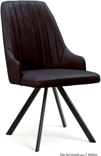 Esszimmerstuhl drehbar (2er-Set) Devyn 52x91x60 Schwarz/Espresso