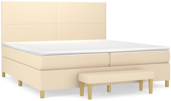 vidaXL Boxspringbett mit Matratze Stoff Creme 200x200 cm, Härtegrad: H2 [3137026]