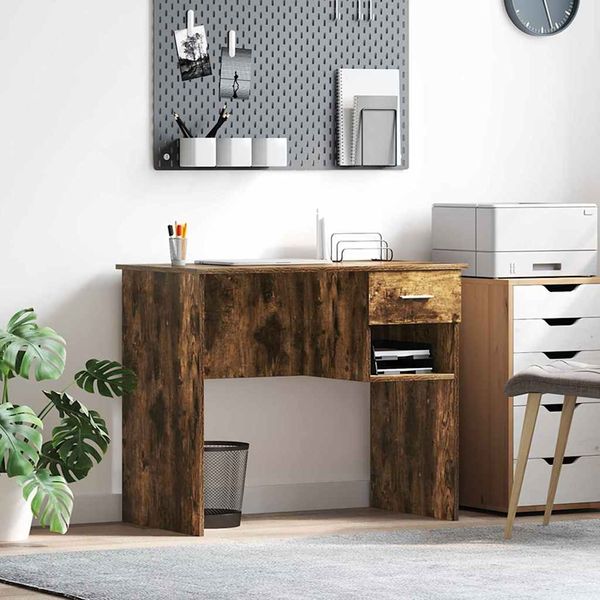 vidaXL Schreibtisch Geräucherte Eiche 90 x 49 x 75 cm Holzwerkstoff 869270
