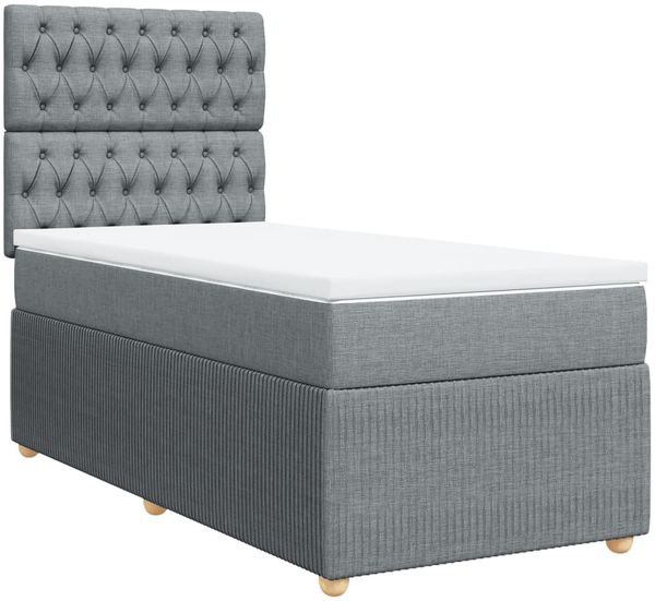 vidaXL Boxspringbett mit Matratze Hellgrau 90x200 cm Stoff 3294246 Bild 3