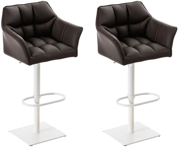 CLP 2er Set Barhocker Damaso Kunstleder drehbar und höhenverstellbar,braun weiß