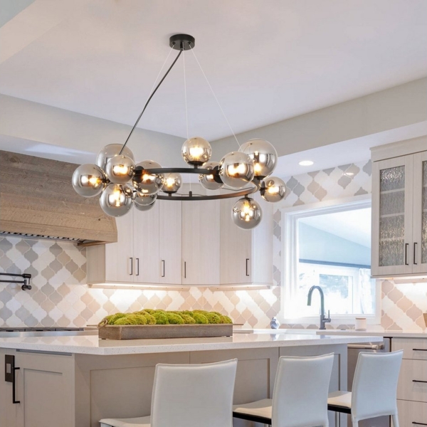 Nettlife Pendelleuchte Esstisch Glas G9 8/14 Flammig Modern Kronleuchter, LED wechselbar, Esstischlampe Wohnzimmer Hängeleuchte für Schlafzimmer Hotel Bild 3