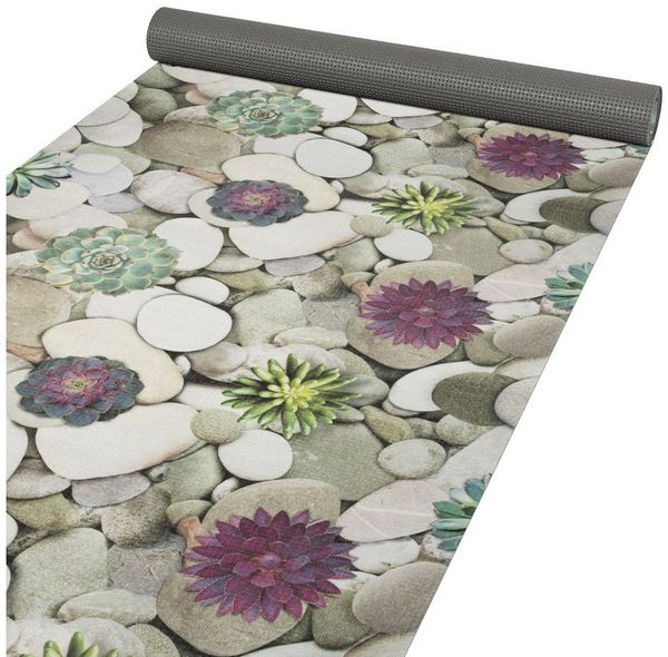 ANRO Küchenläufer RANNA Hochwertig Küchenteppich Teppich Textil, Eckig, Bodenläufer 100x65cm Spa Steine Grau pflegeleicht
