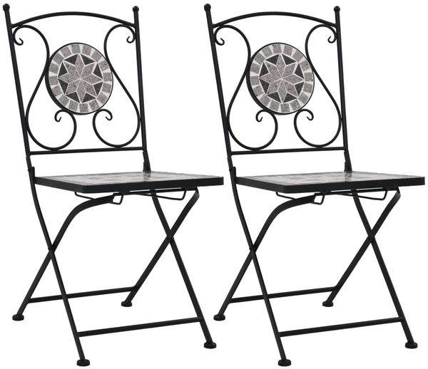 vidaXL Mosaik-Bistrostühle 2 Stk. Grau 46716