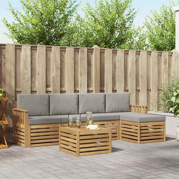 vidaXL Outdoor-Sofagarnitur 6 pcs Weiß und Hellgrau 59 x 59 x 37 cm 3391706