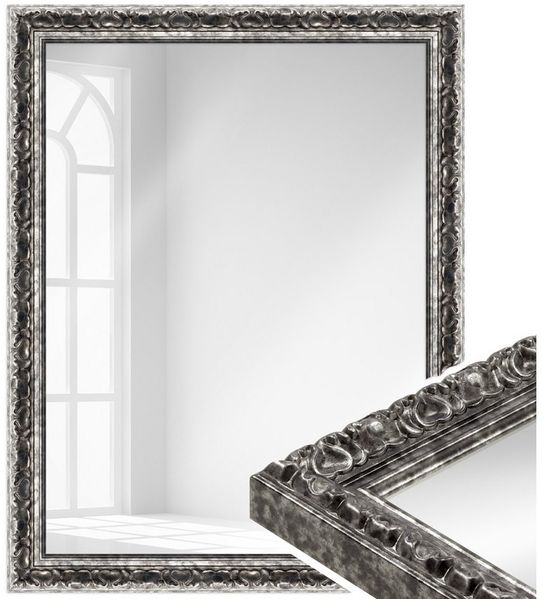 WANDStyle Wandspiegel H215, Silber, aus Kunststoff im antiken Stil
