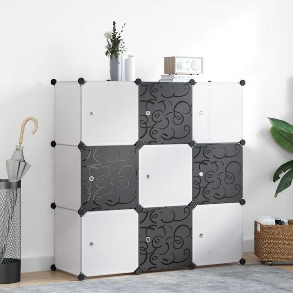 vidaXL Regalsystem Würfelschrank mit 9 Fächern Schwarz und Weiß