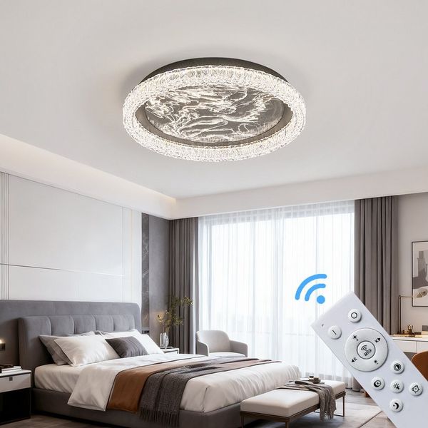 Eurotondisplay LED Deckenleuchte LED Deckenleuchte Fernbedienung Lichtfarbe/Helligkeit einstellbar, LED fest integriert, Warmweiß, Neutralweiß, Kaltweiß, Mit Fernbedienung Lichtfarbe- und Helligkeit einstellbar