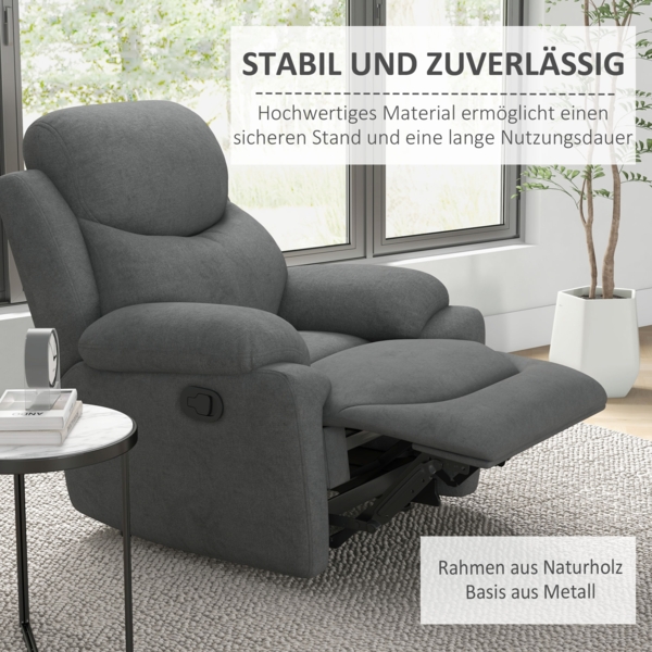 Relaxsessel, Fernsehsessel mit Liegefunktion gepolsterter TV-Sessel Leinenoptik Ruhesessel für Schlafzimmer，Grau, Bild 6