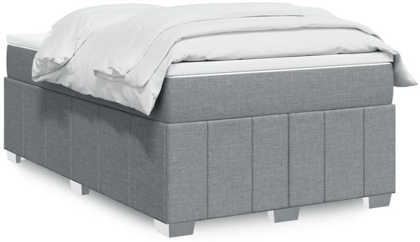 vidaXL Boxspringbett mit Matratze Hellgrau 120x200 cm Stoff 3285463