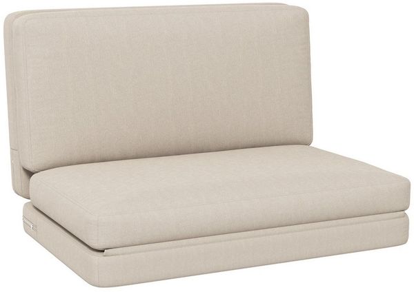 HOMCOM Sitzkissen 3-in-1 Klappbar Schlafsofa mit Samtoptik, für Schlafzimmer, Wohnzimmer, Beige