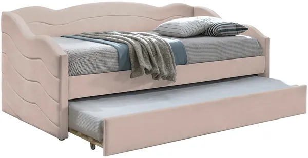 Vente-unique - LENVIA Bett SamtStoff Puderrosa - B 96,5 cm x H 81,2 cm x L 207 cm Bild 4