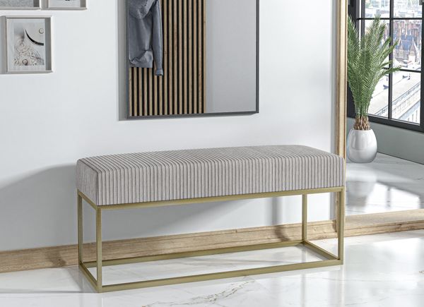 AX LIVING Sitz Bank Acciarolli 2 90 cm – Beige, goldenes Metallgestell