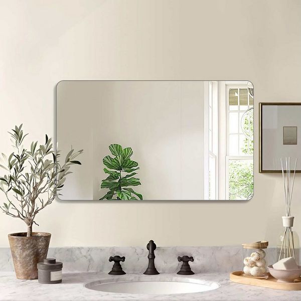 BBWL Wandspiegel Rechteckiger Badezimmerspiegel 60x100/60x120cm, gehärtetes Glas, wasserabweisend, rostfrei & HD-Klarheit