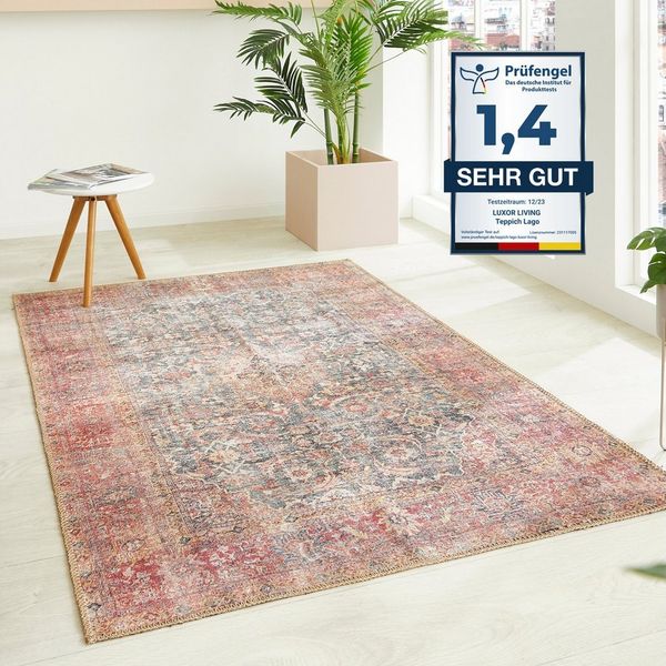 LUXOR living Teppich Lago, rechteckig, Höhe: 6 mm, faltbarer Teppich, modernes Design, waschbar, In- und Outdoor geeignet, Rot, 160x230 cm