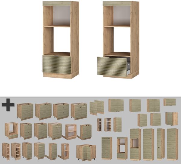 Mikrowellenschrank Fame-Line Eiche Paneel 60 cm offen Vicco Bild 5
