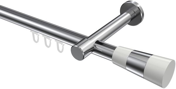 Innenlauf-Gardinenstangen-Set Prestige Tanara 100 cm, 1-läufig, 20 mm Ø Chrom