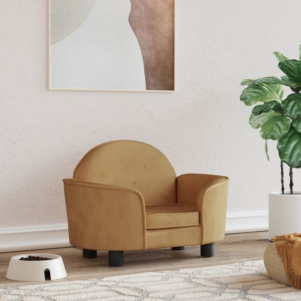 vidaXL Hundebett, Samt, Braun, 45 x 40 x 66 cm