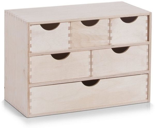 Zeller Present Aufbewahrungsbox Zeller 6er Schubladenelement Mini-Kommode aus Birkenholz