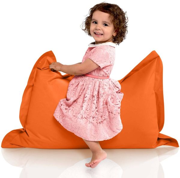 Green Bean® Kinder-Sitzsack 70x100cm & 70 Liter EPS-Perlen Füllung - Indoor & Outdoor Bean Bag Sitzkissen - Orange